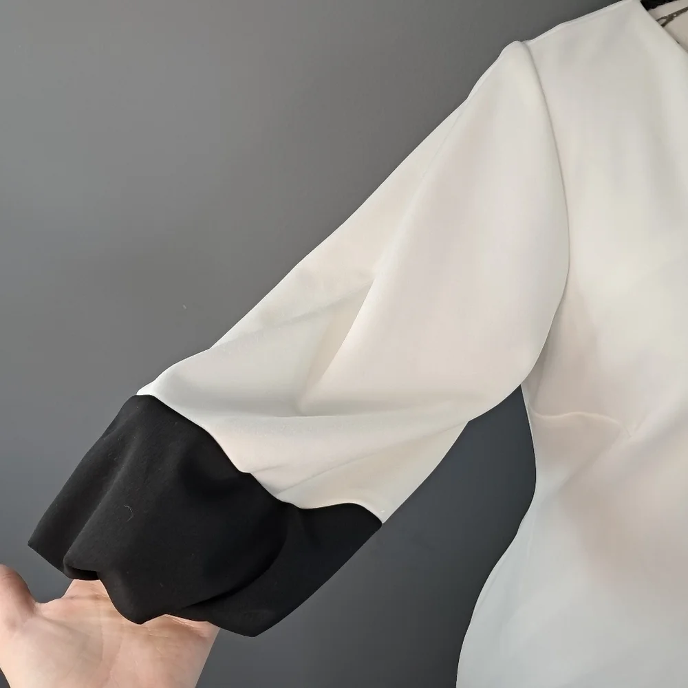 Calvin Klein Women's Sheath Dress White And Black 1/2 Sleeve Size 10 NWT - Picture 5 of 11